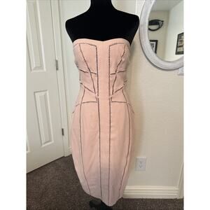 AIJEK Sweetheart Cut DRESS Pale Peach Eyelet Bodycon Size 2